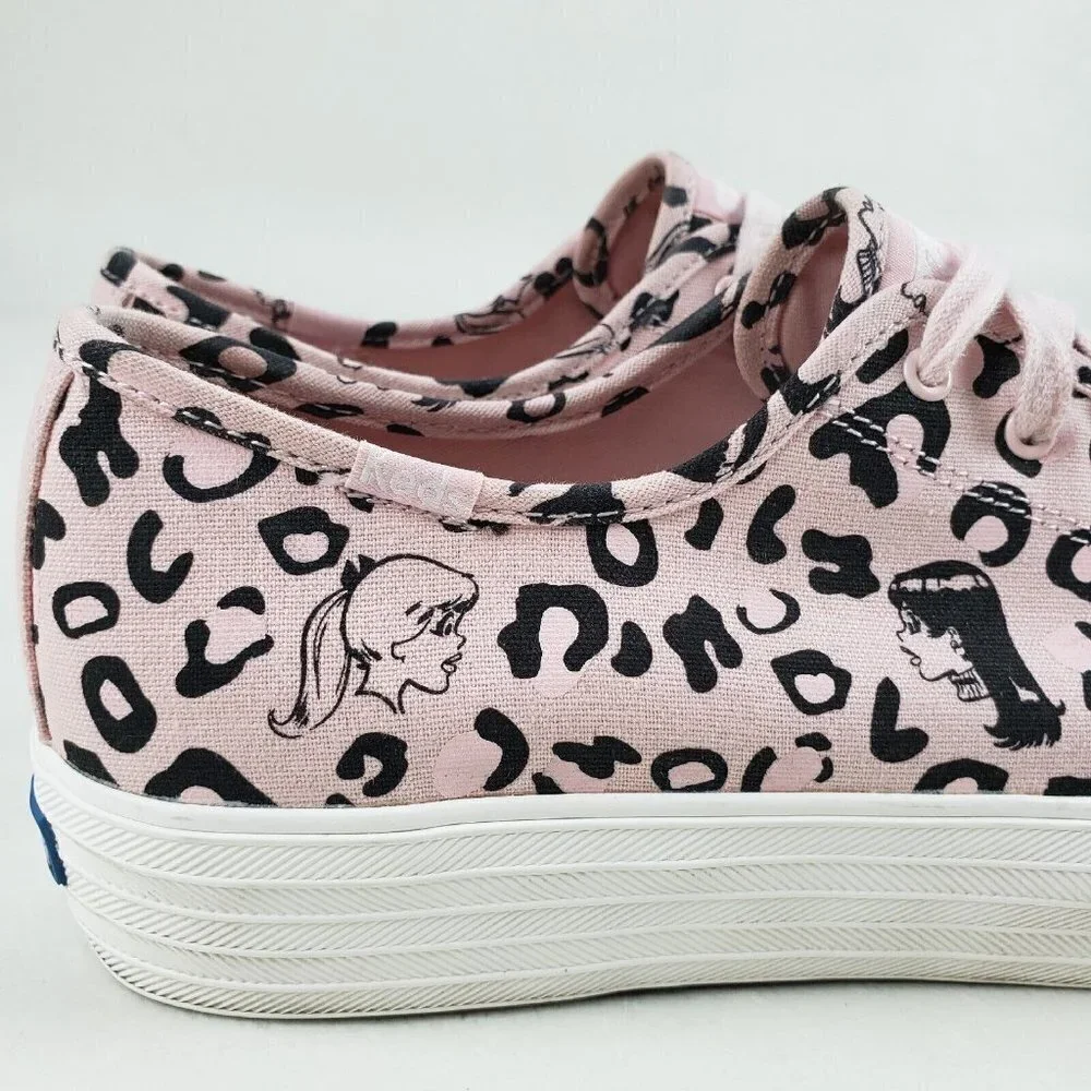 Keds Betty & Veronica Triple Kick Sneakers Pink Leopard Womens 9.5 Lace Up Shoes